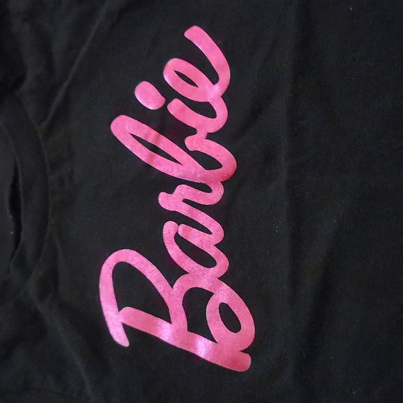 Barbie Kids T-Shirt in Black with Pink Logo SIZE 5t - Picture 3 of 3